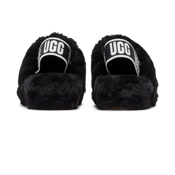 *NEW* UGG Black Fluffy Slide Sandals, size 8, color black - Picture 3 of 5